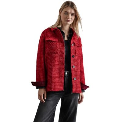 Street One Bouclé geruite damesjas, Infernal Red, 40 Street One Bouclé geruite damesjas, Infernal Red, 40