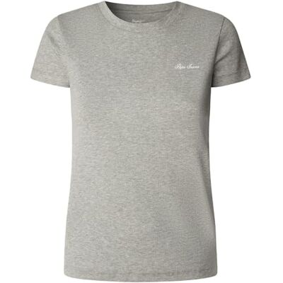 Pepe Jeans W Basic Rib S/S T-shirt voor dames, Grijs (mergel grijs), S Pepe Jeans W Basic Rib S/S T-shirt voor dames, Grijs (mergel grijs), S