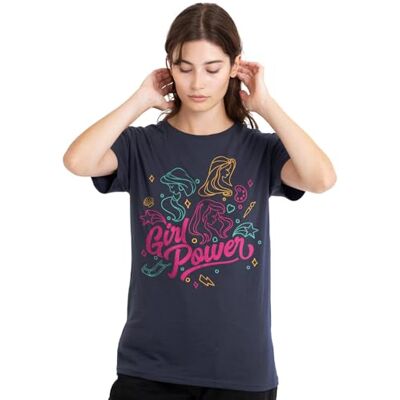 Disney Girl Power Jasmine, Rapunzel, Ariel Line Art Ladies T Shirt, Deep Navy dames T-Shirt Disney Girl Power Jasmine, Rapunzel, Ariel Line Art Ladies T Shirt, Deep Navy dames T-Shirt