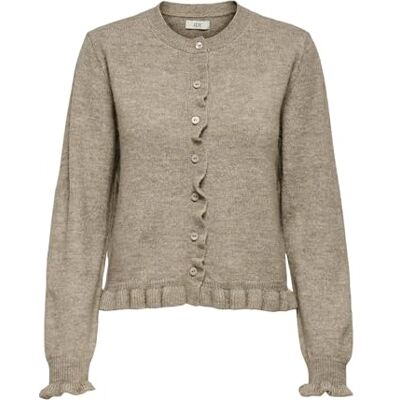 JACQUELINE de YONG Jdy letty L/S On Frill Cardigan KNT Noos, grijsbeige, XS JACQUELINE de YONG Jdy letty L/S On Frill Cardigan KNT Noos, grijsbeige, XS
