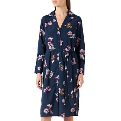 VERO MODA Dames Vmlydia Ls Calf Shirt Dress WVN Ptt Jurk, Navy Blazer/Aop: Lana, L Petite VERO MODA Dames Vmlydia Ls Calf Shirt Dress WVN Ptt Jurk, Navy Blazer/Aop: Lana, L Petite