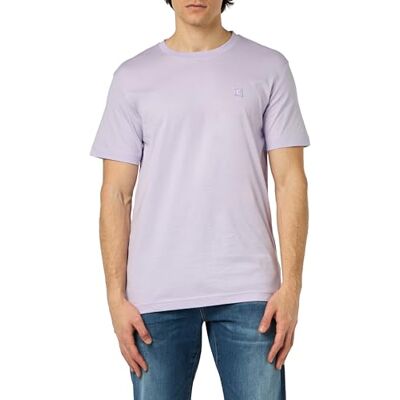 Calvin Jeans Heren Ck geborduurde badge korte mouw ronde hals T-shirt, Pastel Lila, XXS Calvin Jeans Heren Ck geborduurde badge korte mouw ronde hals T-shirt, Pastel Lila, XXS