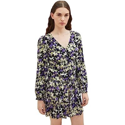 Tom Tailor Denim Cropped damesblouse met patroon, 32418 Lilac Green Flower Print, XXL Tom Tailor Denim Cropped damesblouse met patroon, 32418 Lilac Green Flower Print, XXL