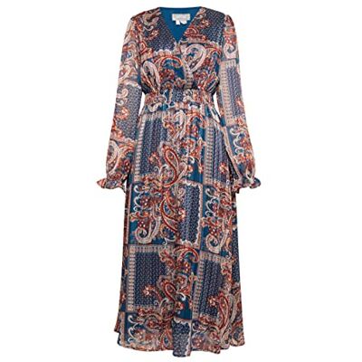 aleva Dames maxi-jurk met paisley-print 10526494-AL04, BRUIN meerkleurig, M, Maxi-jurk met paisley-print, M aleva Dames maxi-jurk met paisley-print 10526494-AL04, BRUIN meerkleurig, M, Maxi-jurk met paisley-print, M