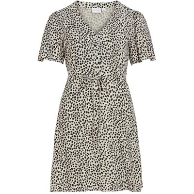 VILA Vigrace V-hals S/S korte jurk Noos, zwart (total black), 34 VILA Vigrace V-hals S/S korte jurk Noos, zwart (total black), 34