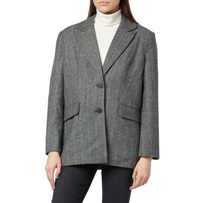 VERO MODA VMLIZZIE LS Oversized Herring Blazer, Donkergrijs gemêleerd/detail: herringbone, 38 VERO MODA VMLIZZIE LS Oversized Herring Blazer, Donkergrijs gemêleerd/detail: herringbone, 38