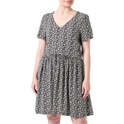 VILA VILISE NUA S/S V-hals korte jurk, Black Beauty/Aop: nua, 36 VILA VILISE NUA S/S V-hals korte jurk, Black Beauty/Aop: nua, 36