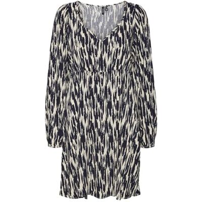 VERO MODA Vmeasy Joy L/S Short Dress WVN Ga Jurk voor dames, Birch/Aop: navy Blazer Josey, XS VERO MODA Vmeasy Joy L/S Short Dress WVN Ga Jurk voor dames, Birch/Aop: navy Blazer Josey, XS