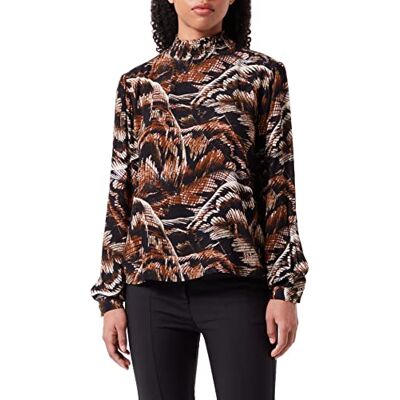 KAFFE Damesblouse met hoge hals, lange mouwen, T-shirt, bedrukt dames Bloes KAFFE Damesblouse met hoge hals, lange mouwen, T-shirt, bedrukt dames Bloes