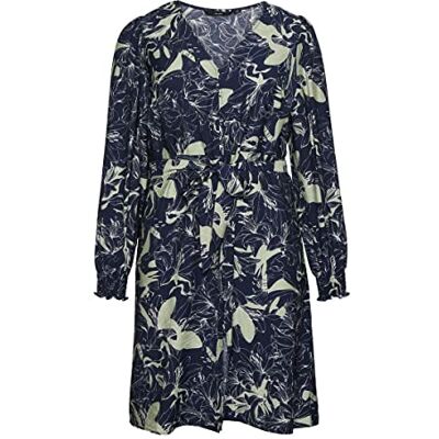VERO MODA VMABBI NAN LS BLK Shirt Dress WVN CUR Vrouwelijke jurk, Navy Blazer/Aop: abbi, 44/Grote maten VERO MODA VMABBI NAN LS BLK Shirt Dress WVN CUR Vrouwelijke jurk, Navy Blazer/Aop: abbi, 44/Grote maten