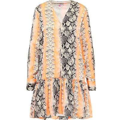 IZIA Damesjurk met reptielprint 19323117-IZ01, oranje meerkleurig, L, Jurk met reptielprint, L IZIA Damesjurk met reptielprint 19323117-IZ01, oranje meerkleurig, L, Jurk met reptielprint, L