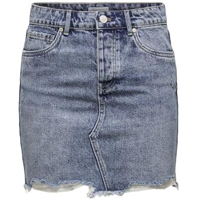 ONLY Sky Life Raw Hem Acid Wash Denim Mini Rok, blauw (light blue denim), 34 ONLY Sky Life Raw Hem Acid Wash Denim Mini Rok, blauw (light blue denim), 34