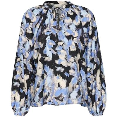 KAFFE Women's Blouse V-notch Tie Neck Casual Fit Long Sleeves Printed Hip Length dames Bloes KAFFE Women's Blouse V-notch Tie Neck Casual Fit Long Sleeves Printed Hip Length dames Bloes