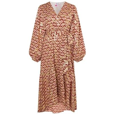 ISHA TRADE isha Dames maxi-jurk met print 19329208-IS01, camel meerkleurig, S, maxi-jurk met print, S ISHA TRADE isha Dames maxi-jurk met print 19329208-IS01, camel meerkleurig, S, maxi-jurk met print, S