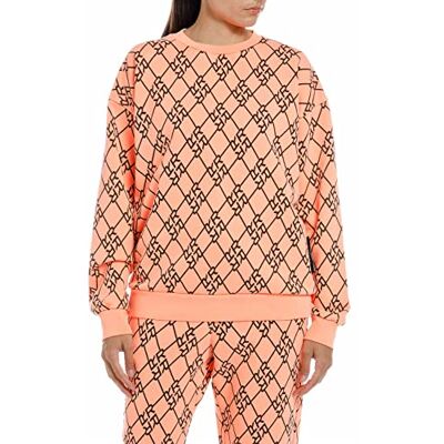 Replay Sweatshirt voor dames, 100% katoen, 010, oranje, M Replay Sweatshirt voor dames, 100% katoen, 010, oranje, M