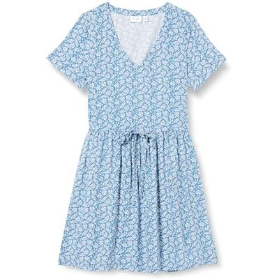 VILA VILISE NUA S/S V-hals korte jurk, Coronet Blue/Aop: nua Eggnog, 40 VILA VILISE NUA S/S V-hals korte jurk, Coronet Blue/Aop: nua Eggnog, 40