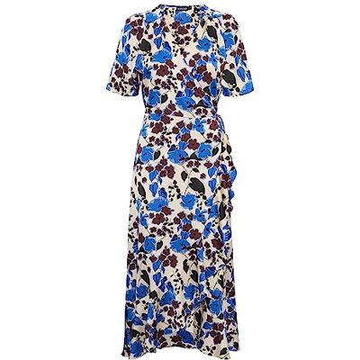 Soaked in Luxury Wikkeljurk Voor Dames, Korte Mouwen, Midi-lengte, V-hals, Regular Fit dames jurk Soaked in Luxury Wikkeljurk Voor Dames, Korte Mouwen, Midi-lengte, V-hals, Regular Fit dames jurk