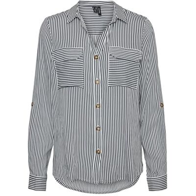 VERO MODA Dames Vmbumpy L/S Shirt New Noos TLL Blouse, Sneeuwwit/Stripes: india Ink, XL (Lang) VERO MODA Dames Vmbumpy L/S Shirt New Noos TLL Blouse, Sneeuwwit/Stripes: india Ink, XL (Lang)