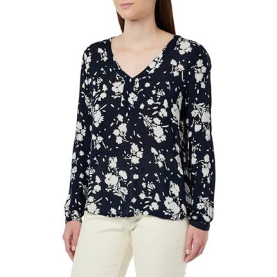 KAFFE Damesblouse, lange mouwen, V-hals, casual, bedrukt, kaftan, sluiting, Middernacht M/Krijt Grote Bloem, 38 KAFFE Damesblouse, lange mouwen, V-hals, casual, bedrukt, kaftan, sluiting, Middernacht M/Krijt Grote Bloem, 38