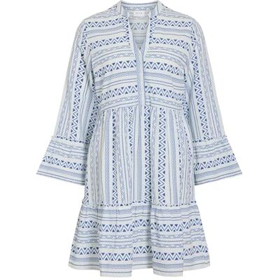 VILA Vietna 3/4 V-hals jurk, blauw, 34 VILA Vietna 3/4 V-hals jurk, blauw, 34