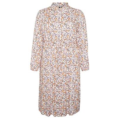 VERO MODA CURVE VMARYA LS MIDI Shirt Dress-K Curve midi-jurk, sneeuwwit/AOP: Ditsy Sunflower, 44 VERO MODA CURVE VMARYA LS MIDI Shirt Dress-K Curve midi-jurk, sneeuwwit/AOP: Ditsy Sunflower, 44