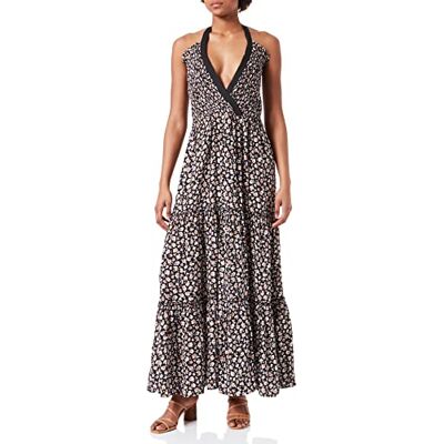 LTB Jeans Dames Difosa casual jurk, Black Camel White Floral Print 12872, XS LTB Jeans Dames Difosa casual jurk, Black Camel White Floral Print 12872, XS