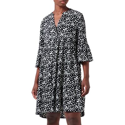 Tom Tailor Denim Dames jurk met volant 1033441, 30542 Black Minimal Flower Print, L Tom Tailor Denim Dames jurk met volant 1033441, 30542 Black Minimal Flower Print, L