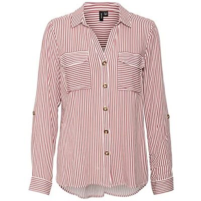 VERO MODA bestseller a/s Dames VMBUMPY L/S Shirt New NOOS Blouse, Sneeuw White/Stripes: Dry Rose, S VERO MODA bestseller a/s Dames VMBUMPY L/S Shirt New NOOS Blouse, Sneeuw White/Stripes: Dry Rose, S