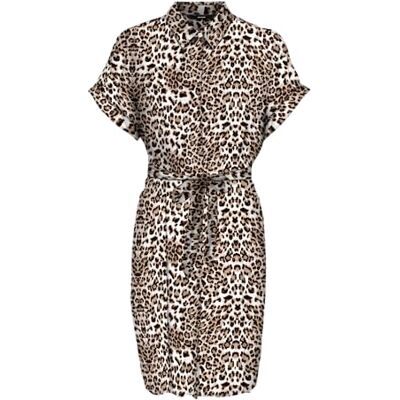 VERO MODA Vmeasy Joy S/S Shirt Dress WVN Ga Jurk voor dames, Tan/Aop: liv, XS VERO MODA Vmeasy Joy S/S Shirt Dress WVN Ga Jurk voor dames, Tan/Aop: liv, XS