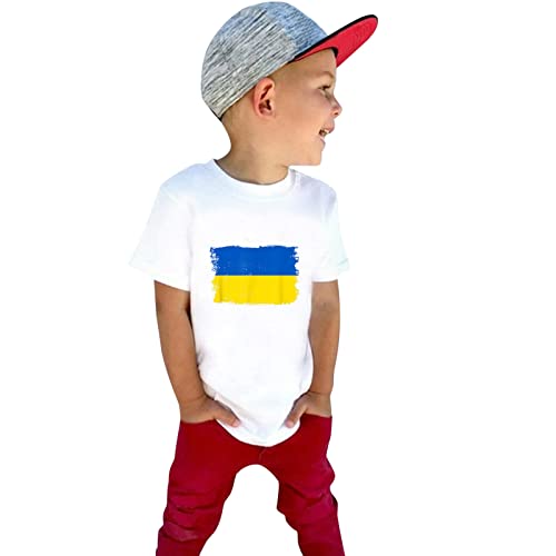 LOIJMK Peuter Baby Kinderen Meisjes Support Oekraïne I Stand with Oekraïne Oekraïense vlag T-shirts T-shirts Tops 17 Fitness Top Heren, wit, 2-3 Jaar