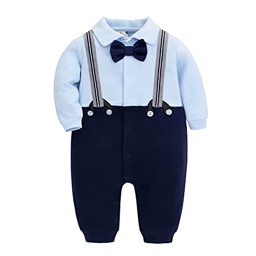 famuka Baby Jongen Romper Boxpakken Doop Bruiloft Babymode jongens babykleertjes outfit babykleding (12 maanden, Blauw)