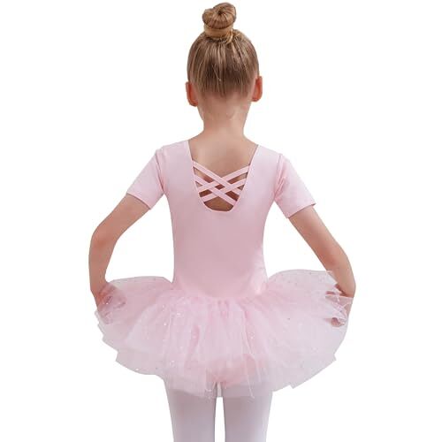 Tancefair Balletkleding meisjes balletjurk katoen balletshirt korte mouwen balletpak dansjurk dansbody met rok tutu