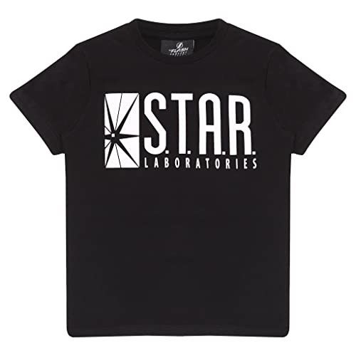 Popgear DC Comics Het Flash-Star Labs Logo T-shirt voor kinderen, 104-182, zwart, officiële handelsware, zwart, 12-13 Jaar