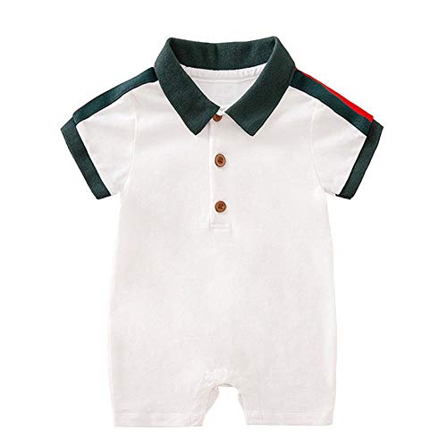 daimengmeng Baby Jongens Romper Overalls Korte Mouw Polo Katoen Outfits Baby Kleding Wit & Zwart 12-24 Maanden/90