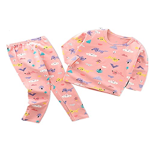 DOILE Kledingsets For A Babyjongens En Meisjes Babyjongens En Meisjes Pyjamasets 2-delige Kinderset Katoenen Tops Voldaan Lange Mouwen Broek Kledingsets 3-8 Jaar (90yards,A9)