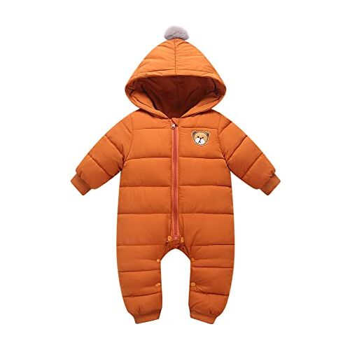 Minizone Baby Snowsuit Overalls met Capuchon Winter Romper Katoenen Onesies Winterjas Outfits 9-12 maanden