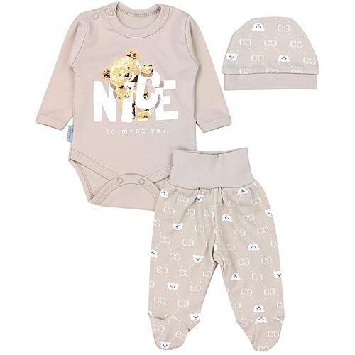 TupTam Babykleding Set met Opdruk 3-delig, Beren Beige, 74