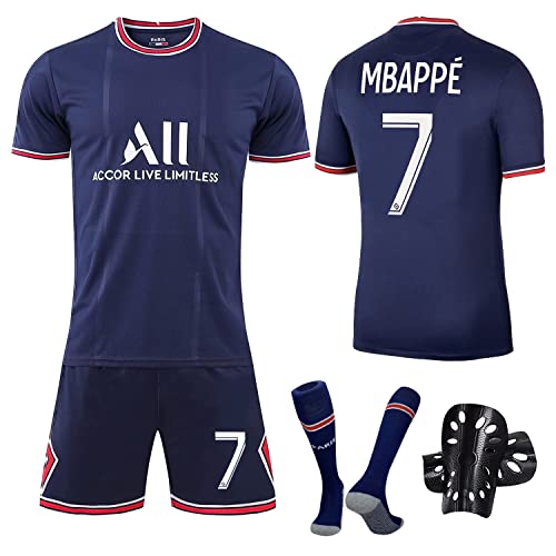 Ronronner Voetbalshirt voor kinderen, voetbalshirt, voetbalshirt en shorts, voetbalkleding nr. 7, jongensvoetbalkleding met sokken voor volwassenen, M (28)