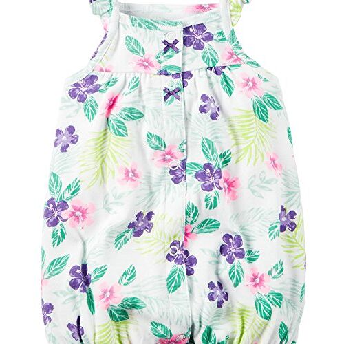 Carter's Carters Baby Meisjes Snap-Front Gedrukt Romper Bloemen Wit 12M door