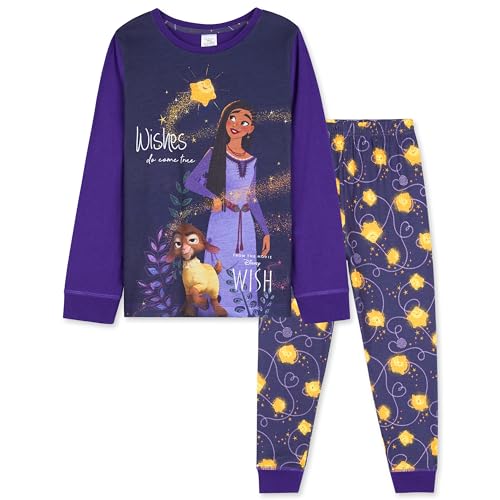 Disney Wish pyjama voor meisjes, lang, 3-12 jaar, kinderpyjama, meisjes, cadeaus voor meisjes, Lila Wish, 3-4 Jaren