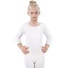 Kefiyis Balletpakje voor meisjes, katoenen dans turnpakjes, mesh rugdans tops bodysuit gymnastiek turnpakjes voor peuter kinderen, Wit, 100=90-95cm(3-4 Years)