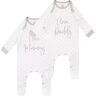 Harry Bear Baby Pyjamapakjes 2 Pack 'Mama' en 'Pappa' Wit 80