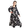 Generic Mauritanië kinderen traditionele bloemen lange jurk kleding mauritaanse exotische meisje kostuum kleding tieners Rok thobe jurk (ZWARTE BLOEMEN, 15-16 JAAR)