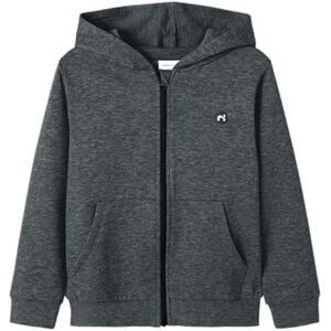 Name it Boy sweatjack met capuchon, dark grey melange, 158-164 Name it Boy sweatjack met capuchon, dark grey melange, 158-164