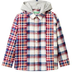 Benetton Kids' Patchwork Check Fleece Hood Shirt - Hoodie voor kids Benetton Kids' Patchwork Check Fleece Hood Shirt - Hoodie voor kids