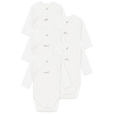Petit Bateau Babybody voor geboorte met lange mouwen (set van 5), uniseks, Versie 1., Prematuro Petit Bateau Babybody voor geboorte met lange mouwen (set van 5), uniseks, Versie 1., Prematuro
