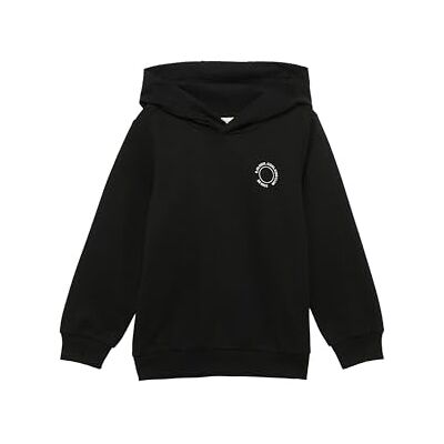 s.Oliver Uniseks sweatshirt met capuchon met geribbelde manchetten en klein printdetail, 9999_zwart, 128-134 s.Oliver Uniseks sweatshirt met capuchon met geribbelde manchetten en klein printdetail, 9999_zwart, 128-134