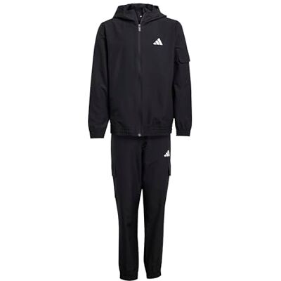 adidas Unisex niños Junior Woven Cargo Tracksuit, black/white, 15-16 Years adidas Unisex niños Junior Woven Cargo Tracksuit, black/white, 15-16 Years
