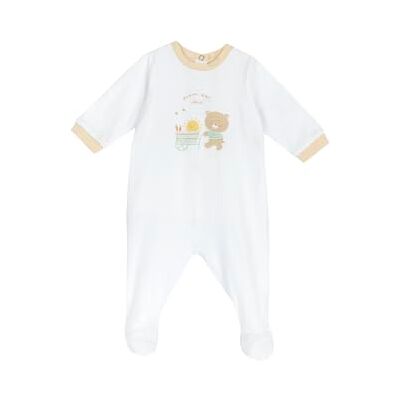 Chicco Katoenen rompertje met voet, pyjama voor kinderen en pasgeborenen, uniseks, Wit, 9 Maanden Chicco Katoenen rompertje met voet, pyjama voor kinderen en pasgeborenen, uniseks, Wit, 9 Maanden
