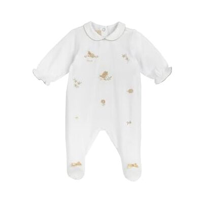 Chicco Katoenen romper met voet, pyjama voor jongens en meisjes, Wit, 6 Maanden Chicco Katoenen romper met voet, pyjama voor jongens en meisjes, Wit, 6 Maanden